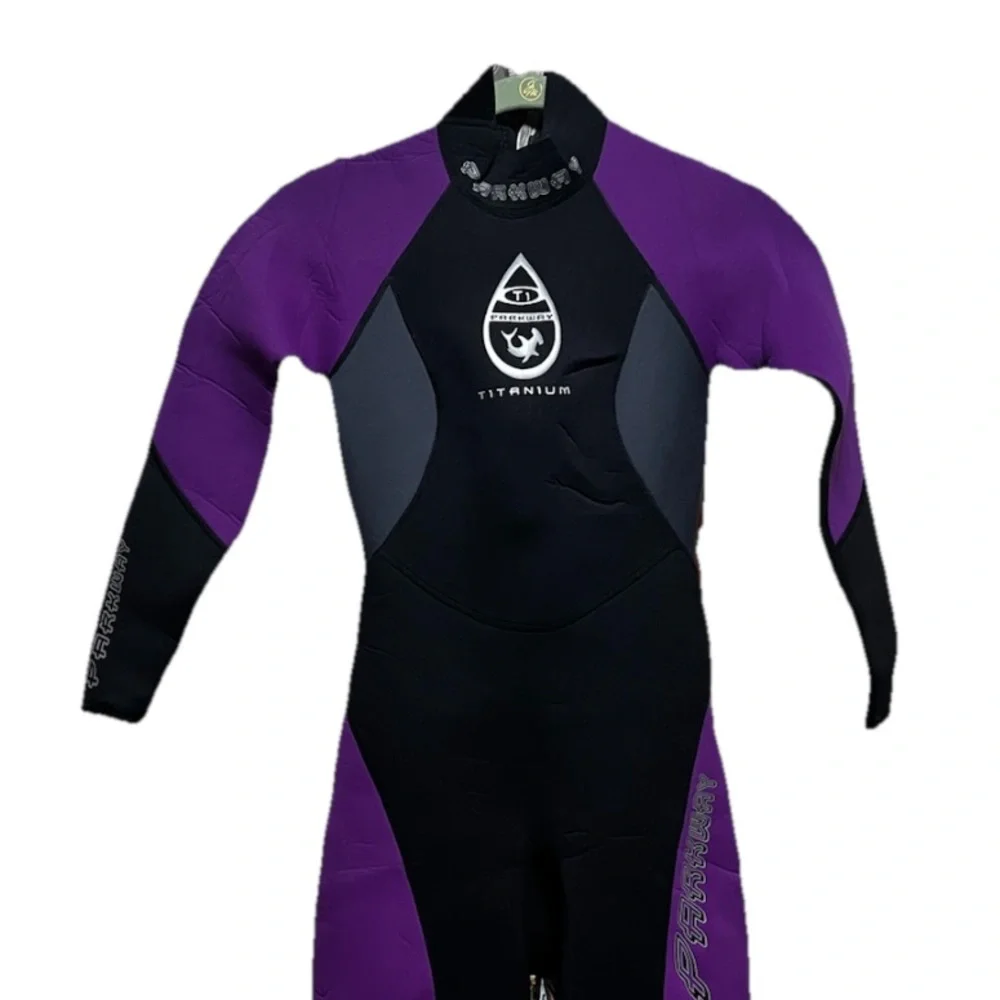 Purple and Black scuba suit Swimwear with Full-Length Design
